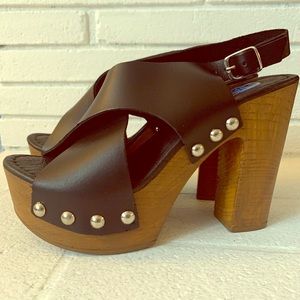 Sandro Rosi platform black chunky heels